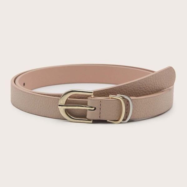 

Metal Buckle PU Belt, Khaki