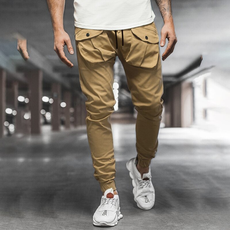 

Guys Flap Pocket Drawstring Waist Cargo Pants, Camel