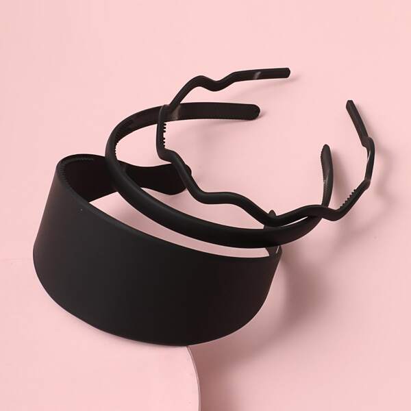 

3pcs Simple Solid Hair Hoop, Black