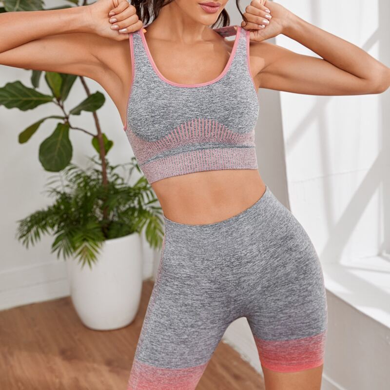 

Contrast Binding Tank Top & Biker Shorts, Light grey