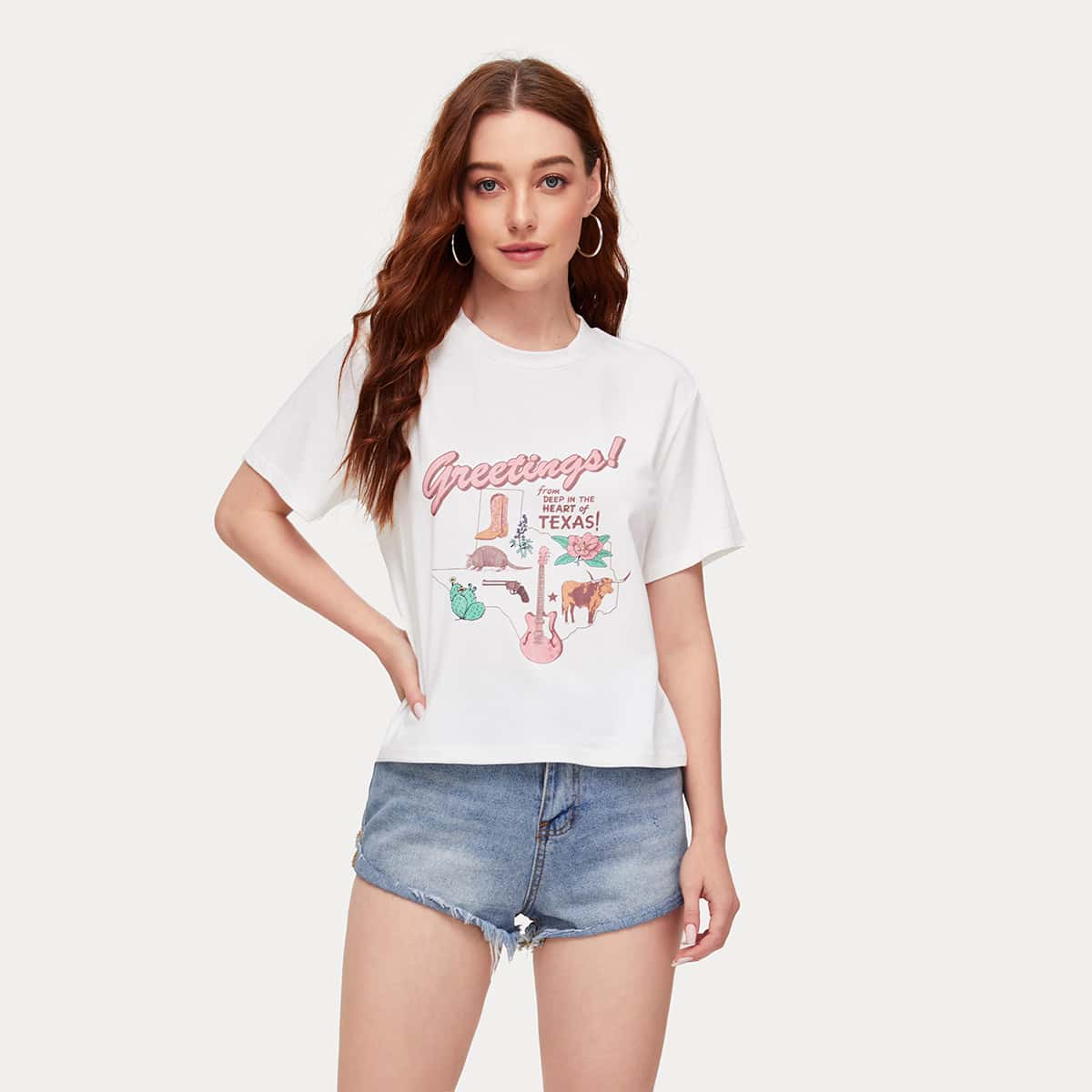 

Animal & Letter Graphic Tee, White