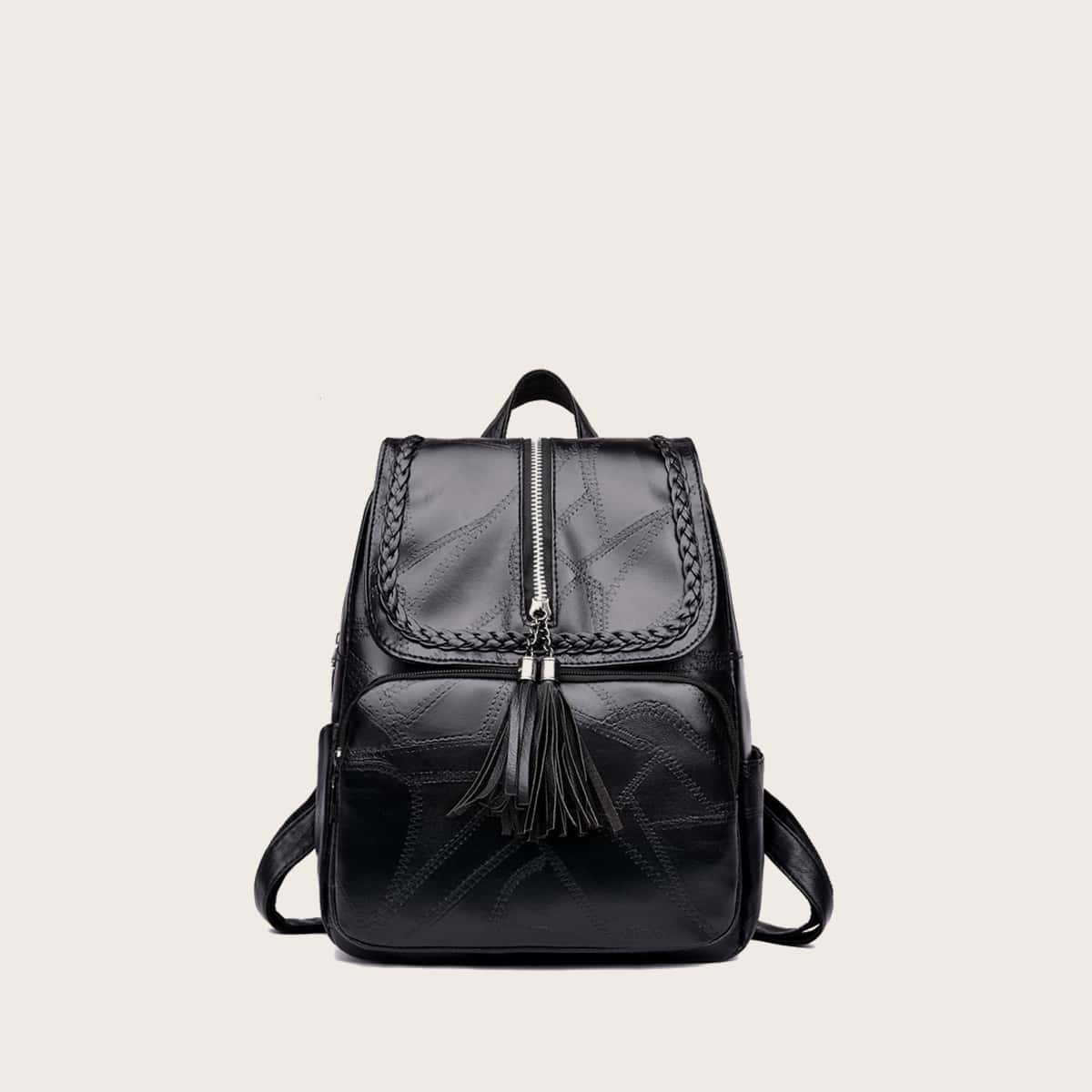 

Tassel Flap Backpack, Black