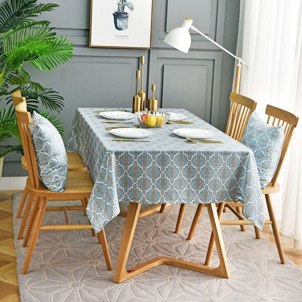

1pc Geometric Pattern Tablecloth, Multicolor