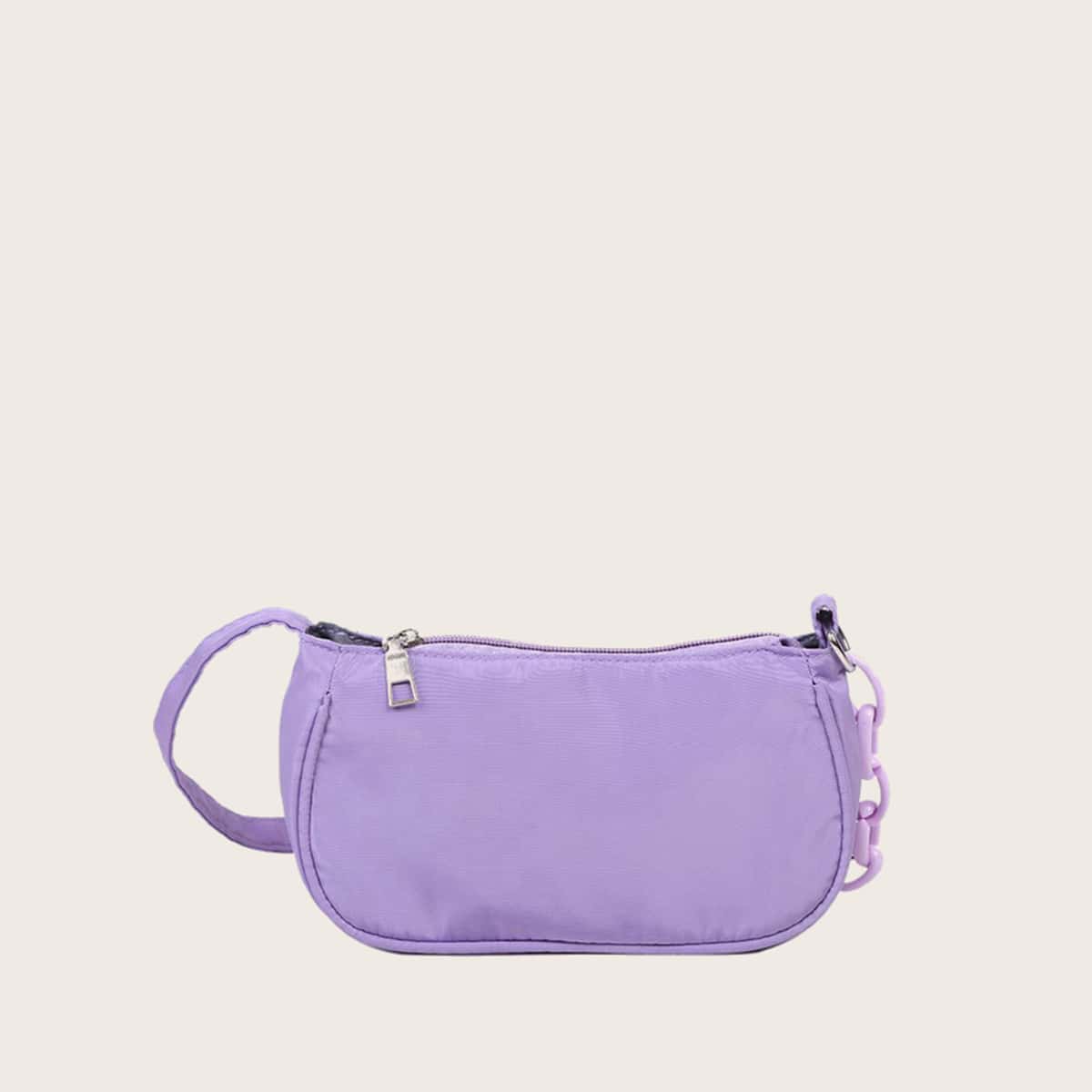 

Purple Chain Baguette Bag, Pastel lilac purple