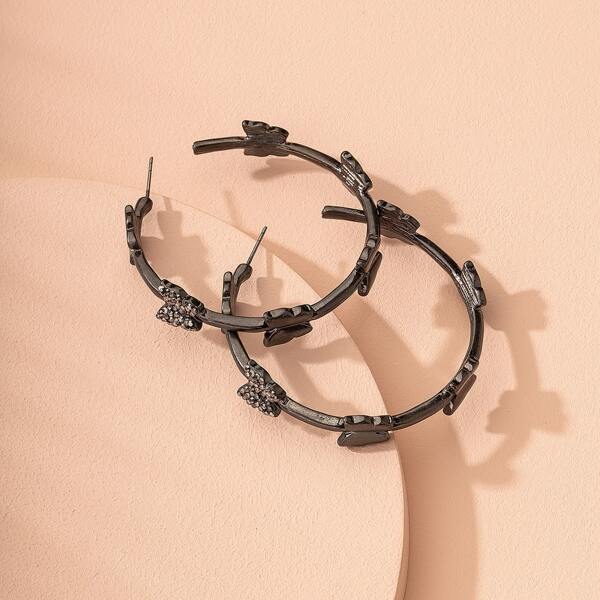 

Butterfly Decor Cuff Hoop Earrings, Black