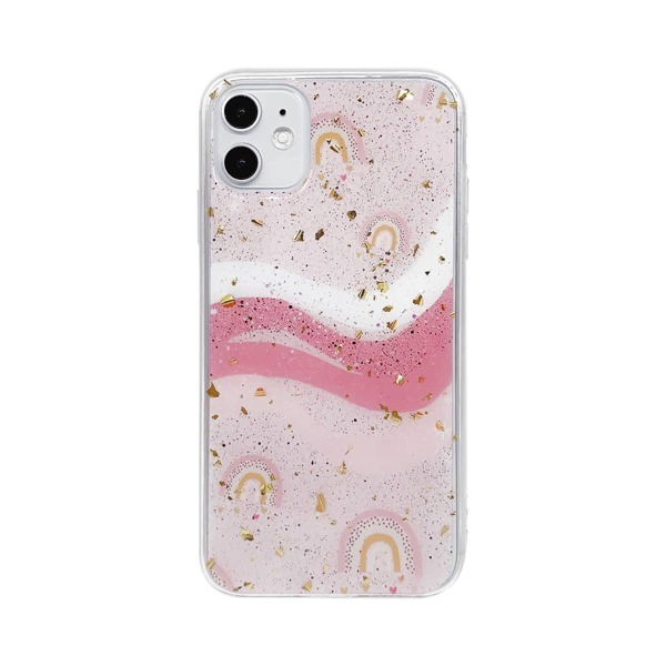 

1pc Gold Foil Print iPhone Case, Multicolor