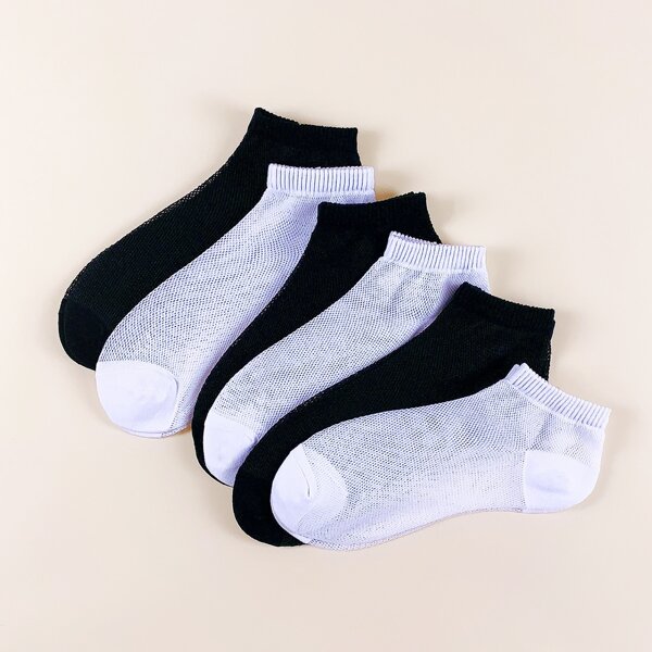 

6pairs Men Plain Ankle Socks, Multicolor