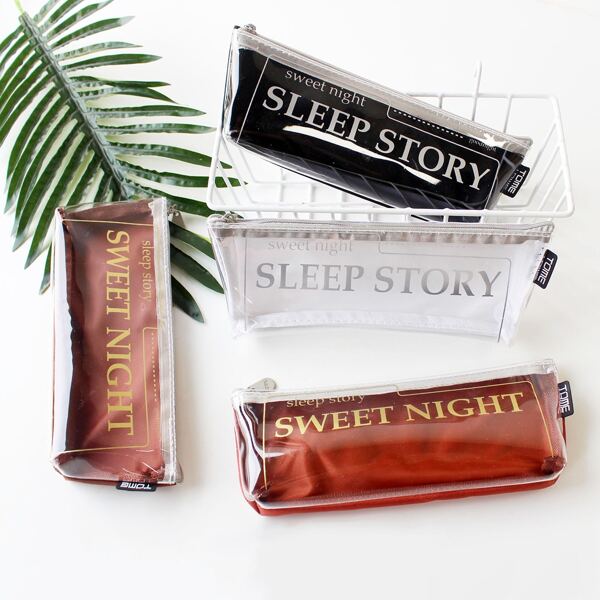 

1pc Letter Graphic Random Clear Pencil Bag, Multicolor