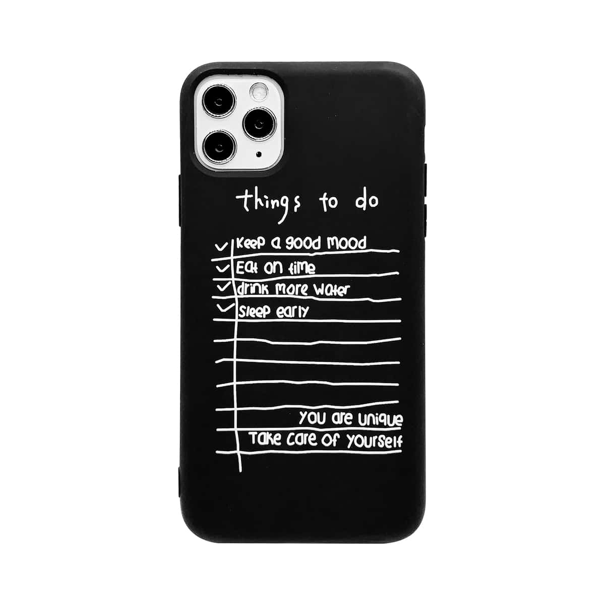 

1pc Slogan Graphic iPhone Case, Black and white