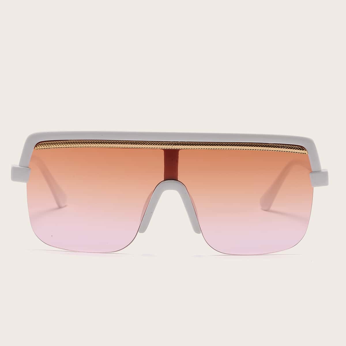

Flat Top Shield Sunglasses, White