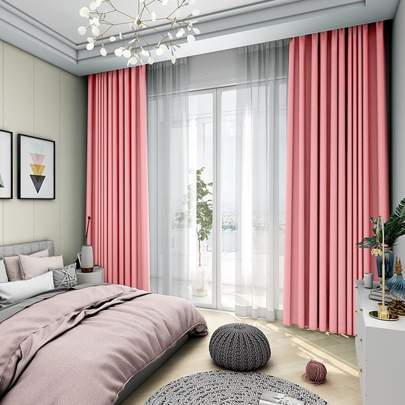 

1pc Plain Blackout Curtain, Pink