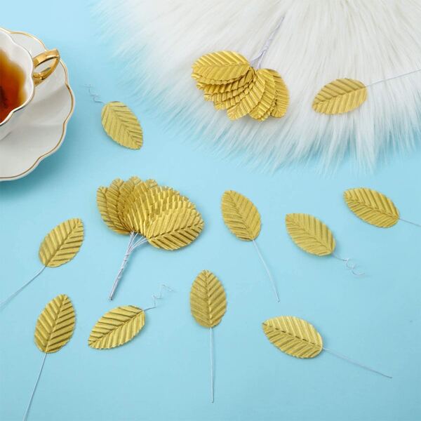 

200pcs Artificial Leaf, Gold