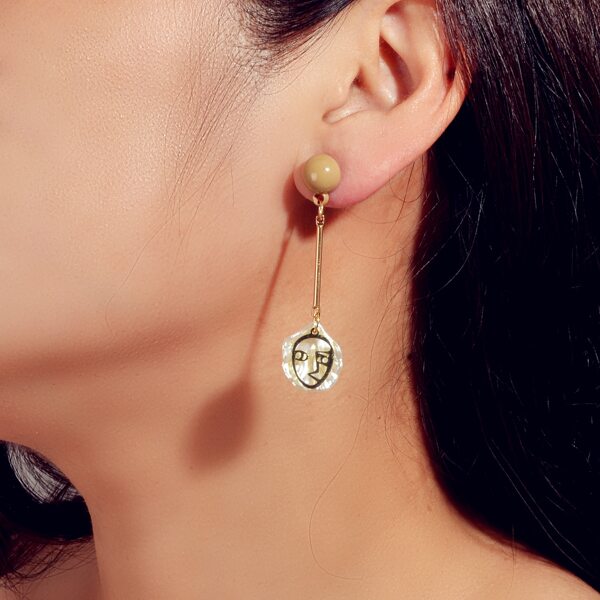 

Human Face Drop Earrings, Gold