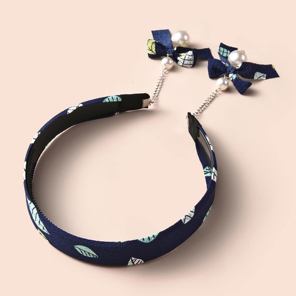

Girls Faux Pearl Decor Hair Hoop, Navy blue