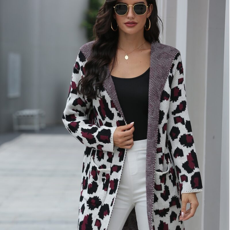 

Allover Pattern Hooded Cardigan, Multicolor