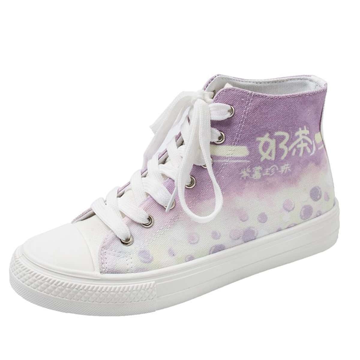 

Graphic High Top Canvas Sneakers, Multicolor