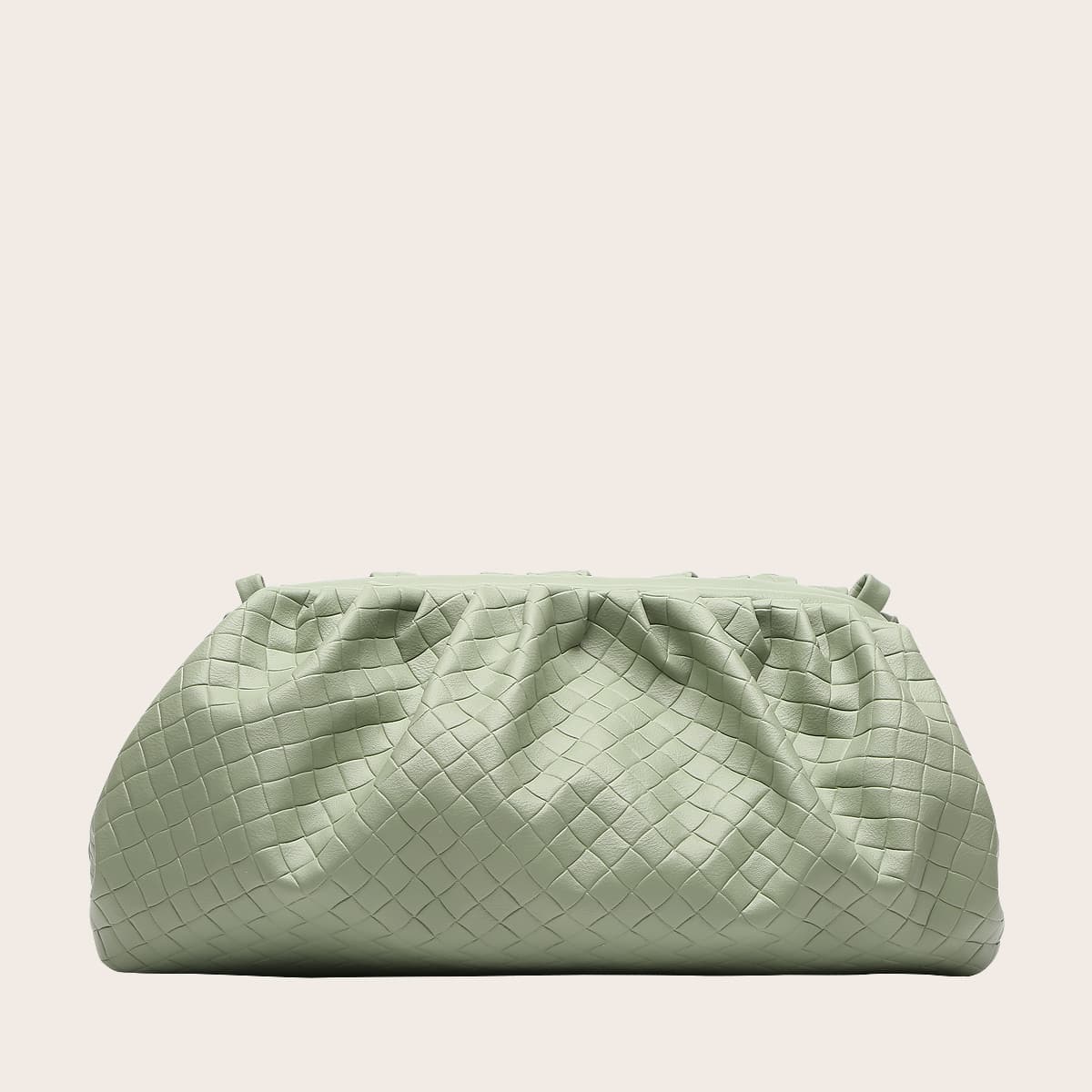 

Woven Ruched Clutch Bag, Green