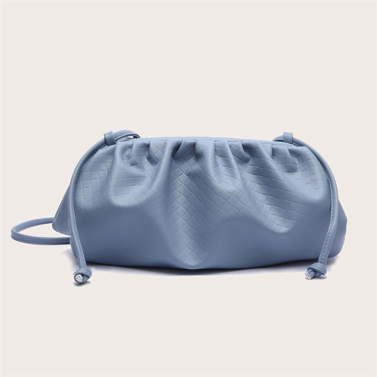 

Woven Ruched Clutch Bag, Blue