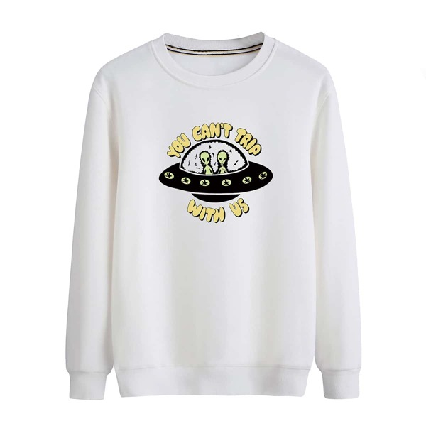 

Men Spaceship & Slogan Graphic Sweatshirt, White