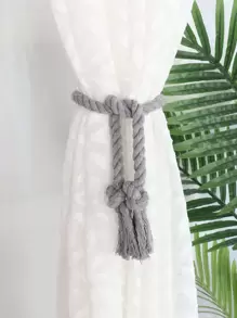 1 Pair Of Home Simple Style Thick Curtain Tiebacks, No Drilling Installation - Grey - View 1