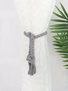 1 Pair Of Home Simple Style Thick Curtain Tiebacks, No Drilling Installation - Grey - View 2