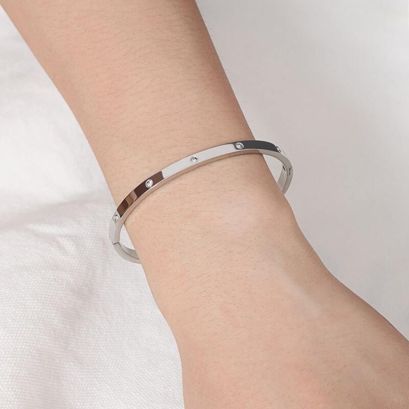 

Rhinestone Inlaid Bracelet, Silver