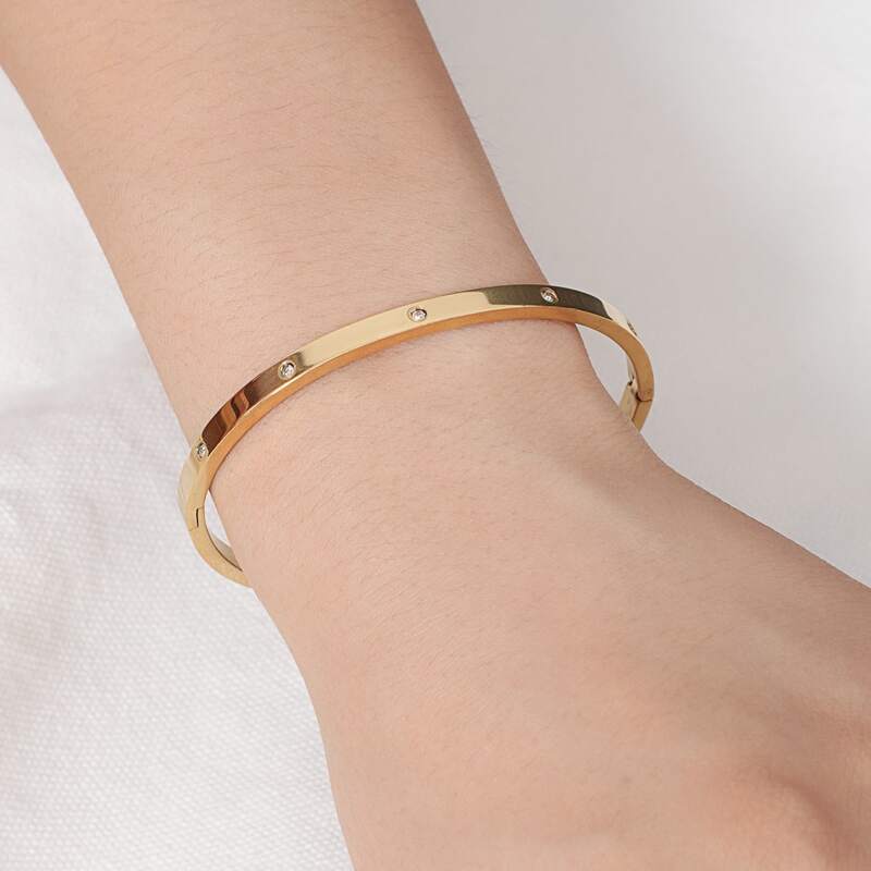 

Rhinestone Decor Bangle, Gold