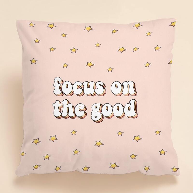 

1pc Slogan Graphic Cushion Cover Without Filler, Multicolor