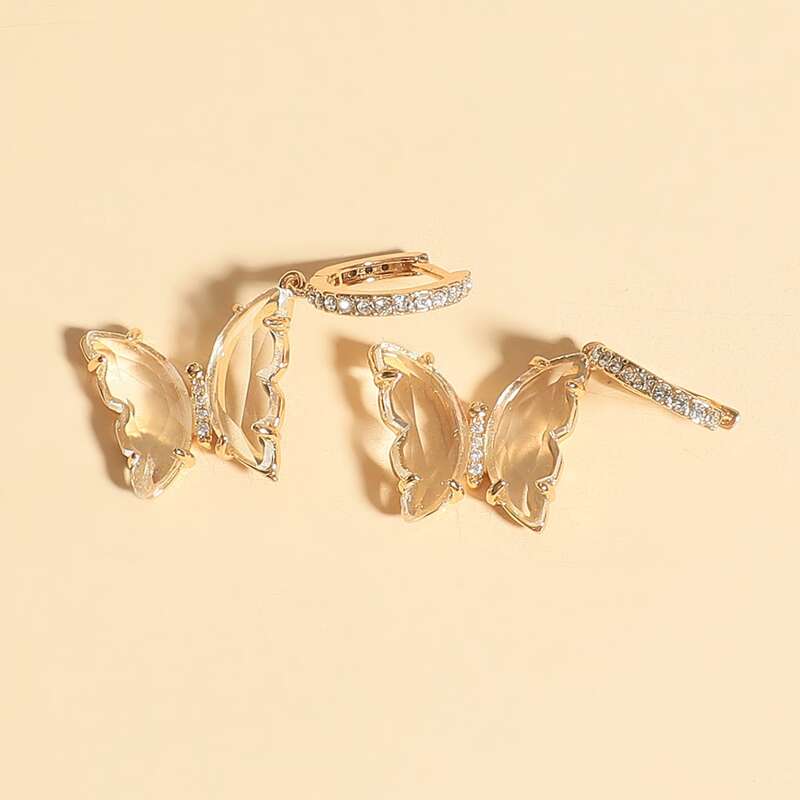 

Rhinestone Butterfly Drop Earrings, Clear