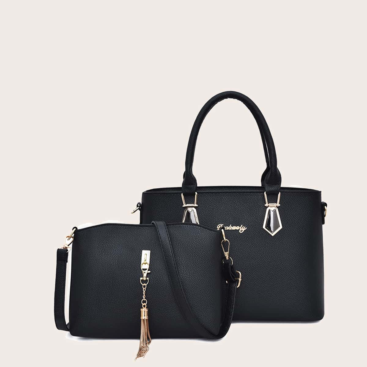 

2pcs Metal Letter Decor Bag Set, Black