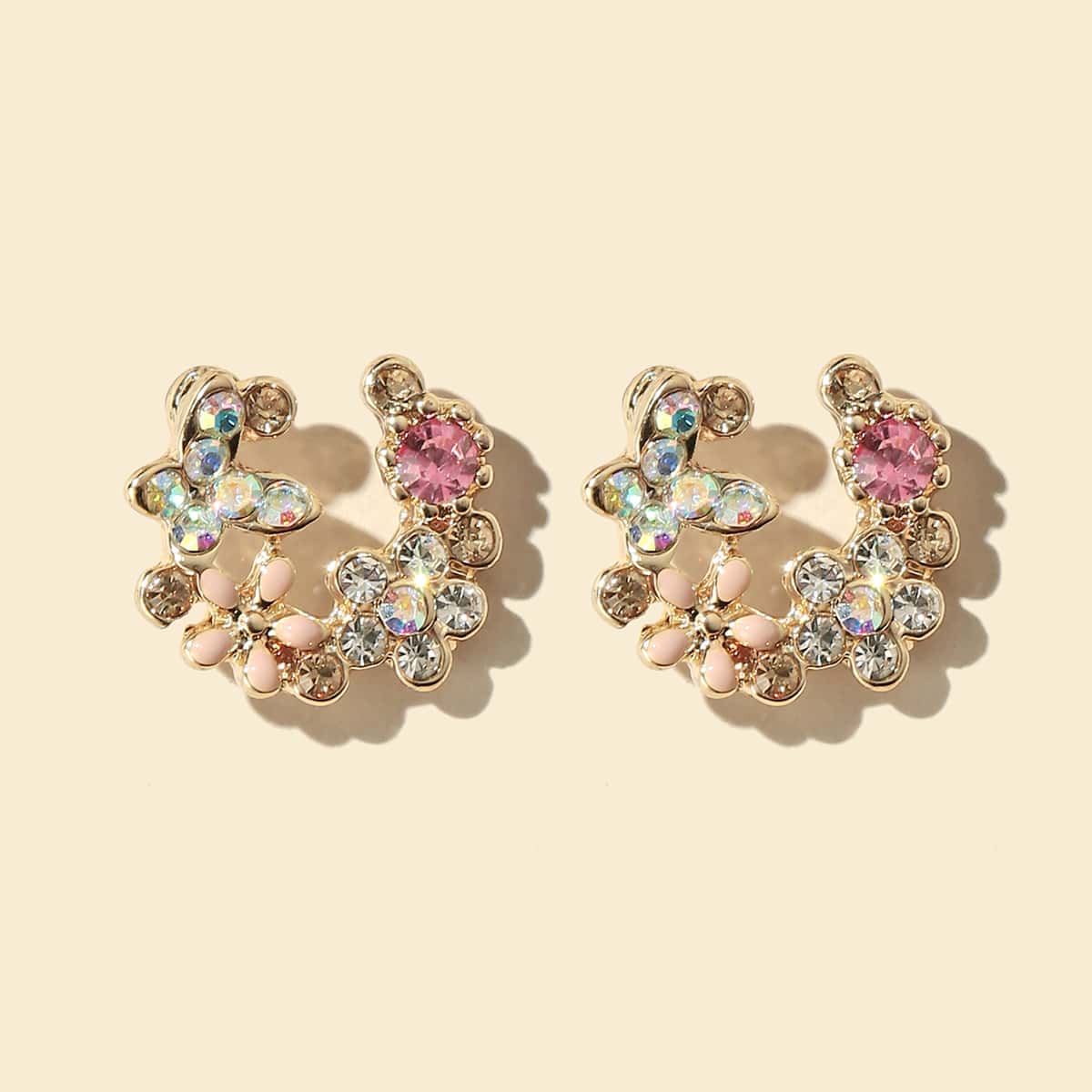 

Rhinestone Flower Design Earrings, Multicolor