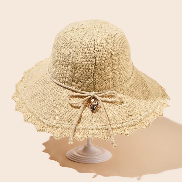 

Шляпа с бантом и стразами, Бежевые