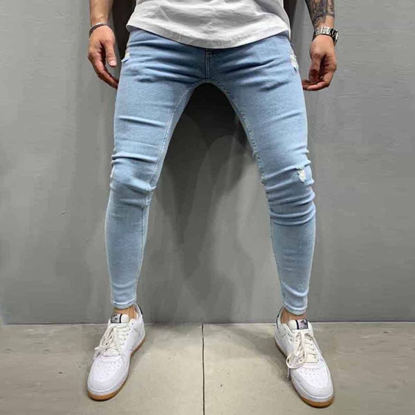 

Men Ripped Skinny Jeans, Light wash