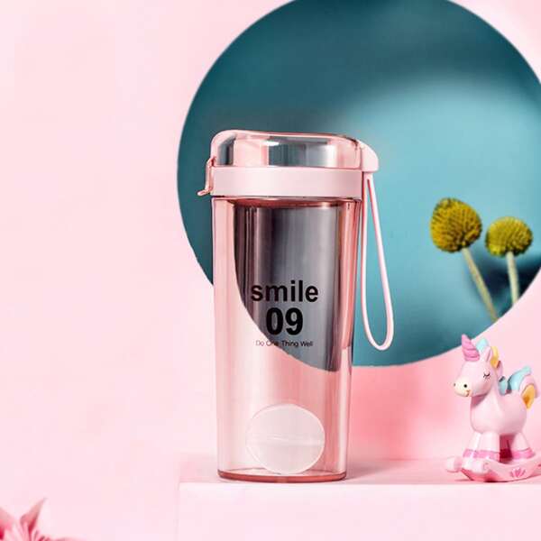 

Letter Graphic Water Bottle, Pink