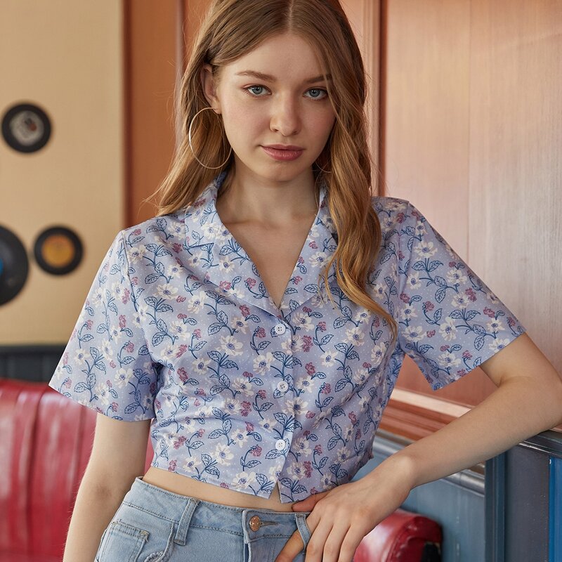 

Floral Crop Shirt, Multicolor