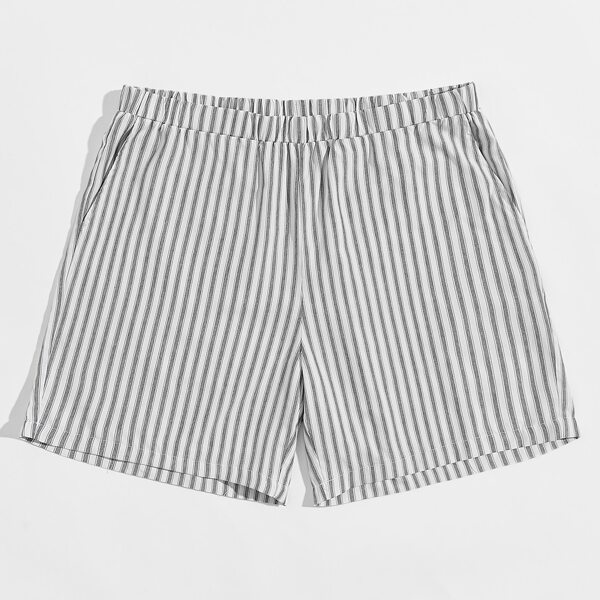 

Men Slant Pocket Striped Night Shorts, Multicolor