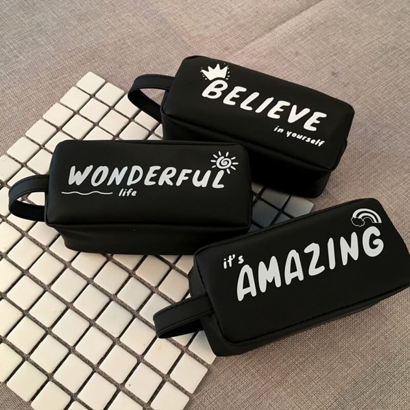

1pc Letter Graphic Random Pencil Case, Black