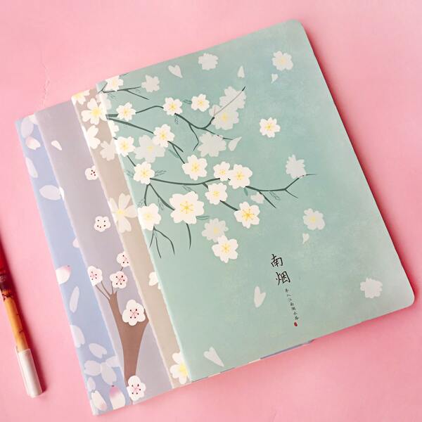 

1pc Flower Print Cover Random Notebook, Multicolor