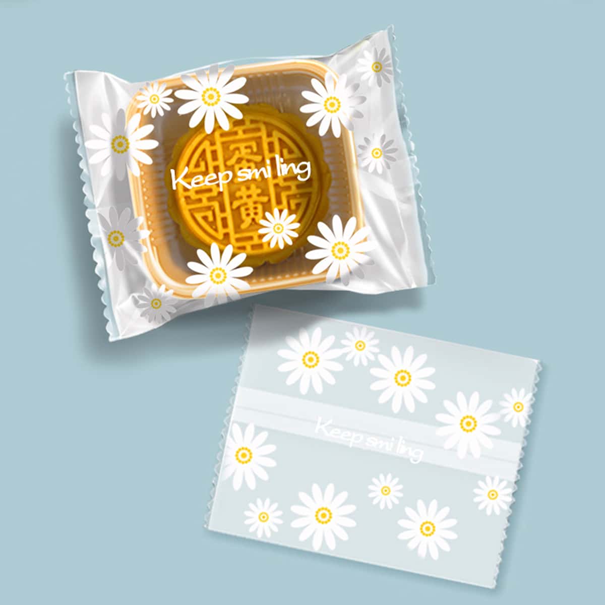 100pcs Daisy Print Random Package Bag, White