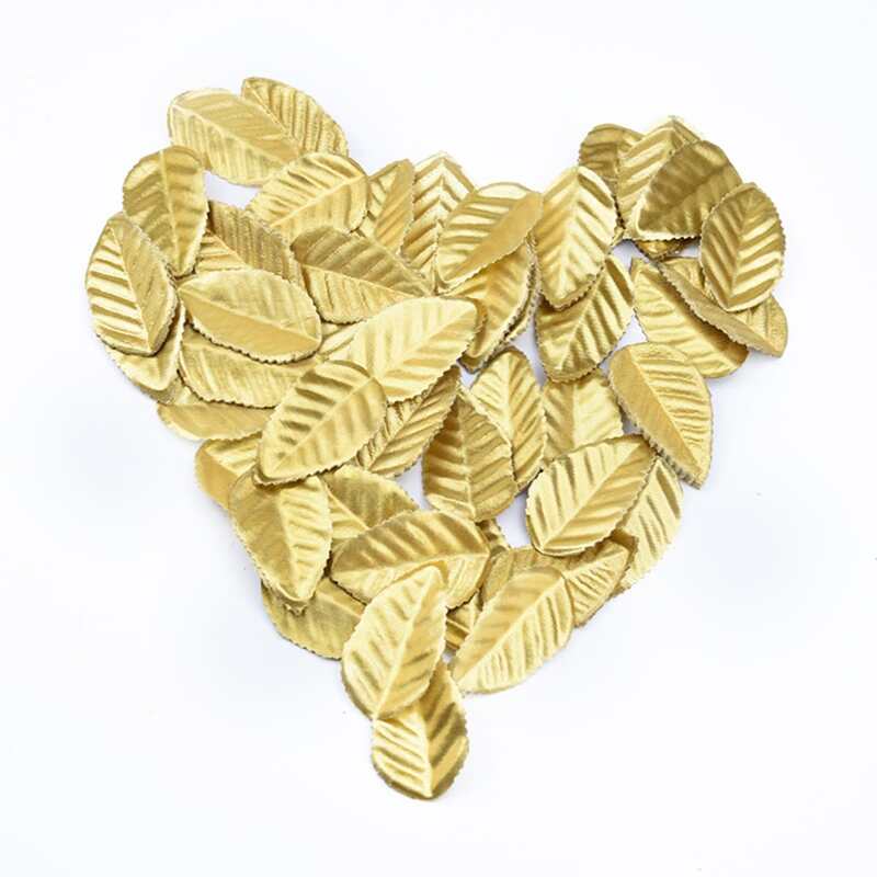 

100pcs Holiday Decor Golden Plastic Leaves, Gold