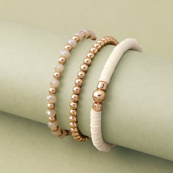 

Set Of Three Stretchy Bead And Disc Bracelets, Multicolor