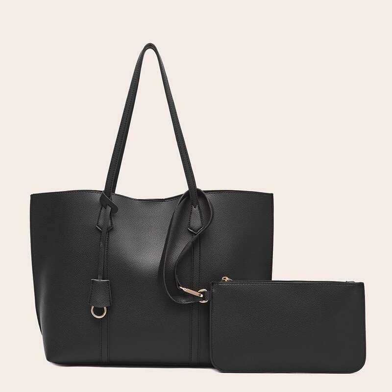 

Minimalist Tote Bag With Purse, Black