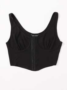 SHEIN Rib-knit Bustier Crop Top - Black - View 3