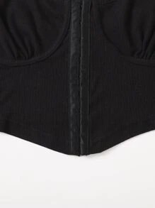 SHEIN Rib-knit Bustier Crop Top - Black - View 5