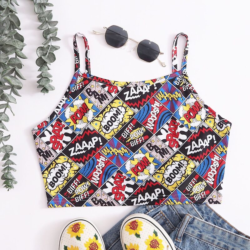 

Pop Art Print Crop Cami, Multicolor