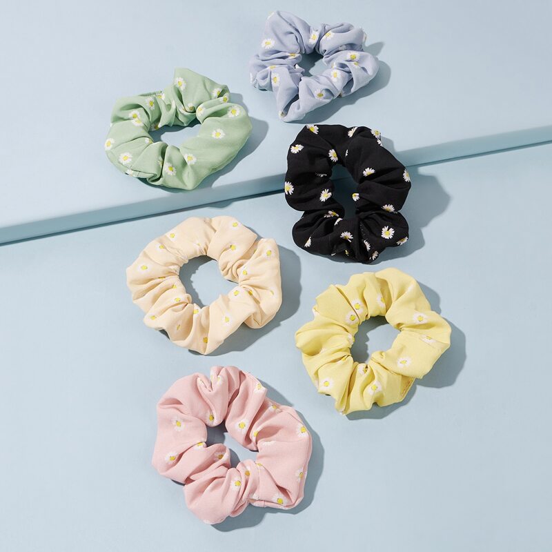 

6pcs Floral Pattern Scrunchie, Multicolor