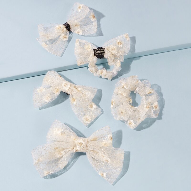 

Floral Lace Bow Decor Hair Accessories, White