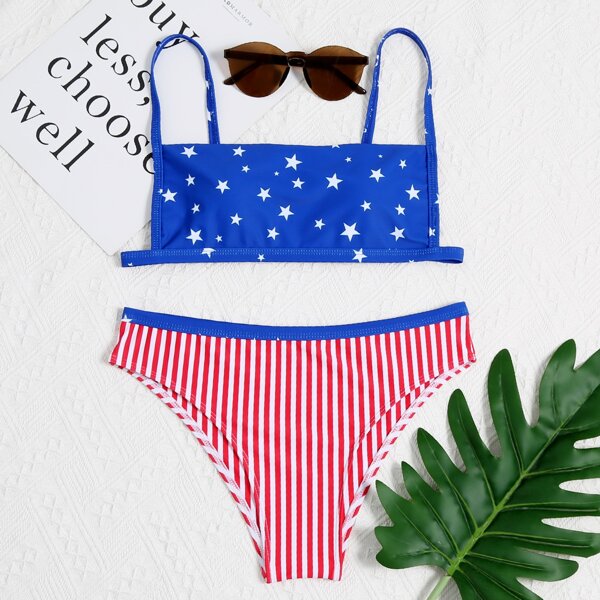 

Бикини с принтом "американский флаг, Многоцветный