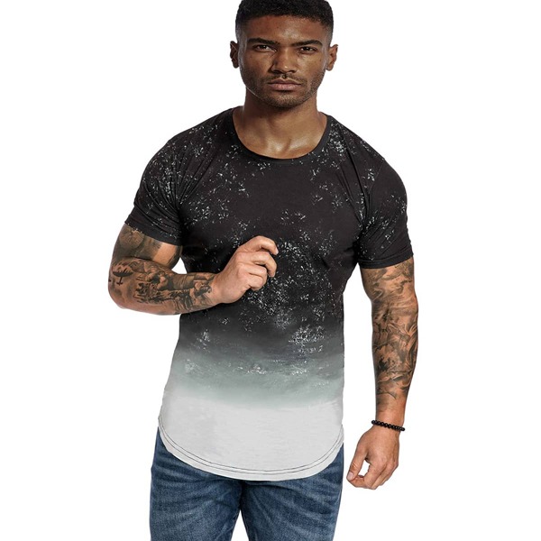 

Men Ombre Short Sleeve Tee, Black