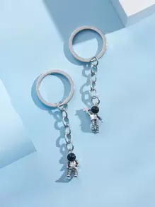 2 chiếc móc khóa quyến rũ phi hành gia dùng làm quà tặng, ví, túi đi học, ba lô và túi xách thông thường - Bạc - Xem 1